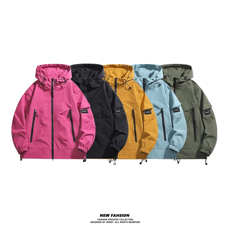 春秋季新款时尚情侣百搭防风防水冲锋衣连帽时尚日系潮流夹克789