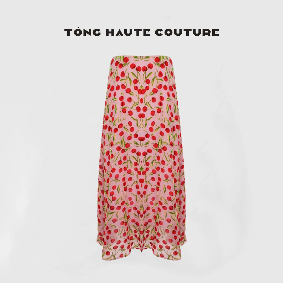 【那一抹红】桑蚕丝烧花定制面料半身裙度假半裙 YQ009