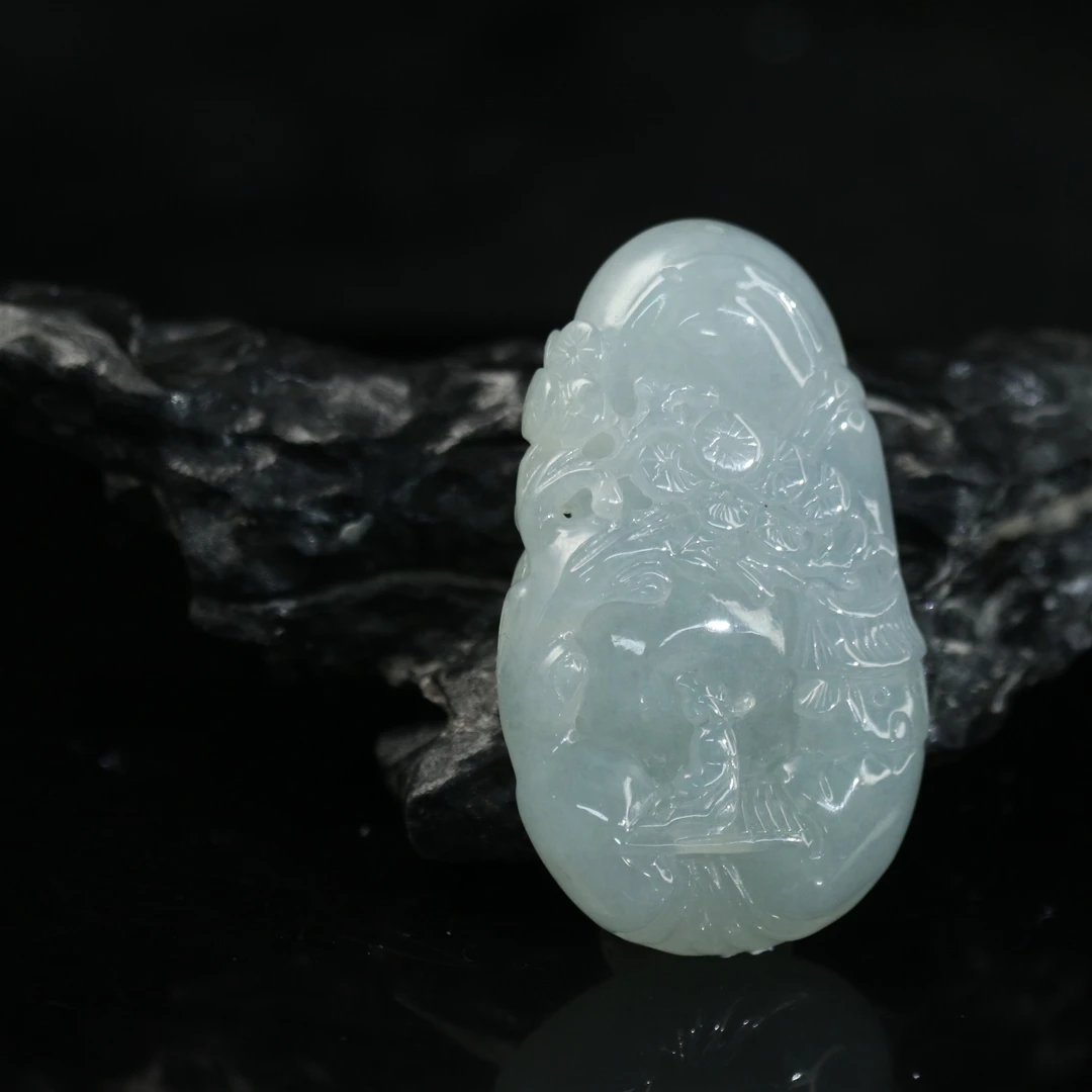 FC7天然缅甸翡翠A货冰胶山水牌/500342/保利厦门拍卖