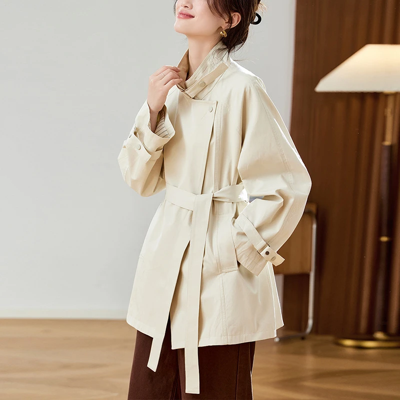 外套收腰风衣女小个子2025秋装新款高级气质流行大衣小个子中长款