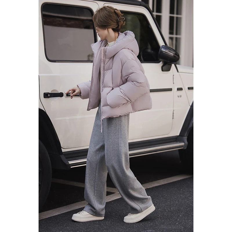 小谷粒连帽羽绒服女2025冬季新款90白鸭绒好看面包服加厚保暖上衣