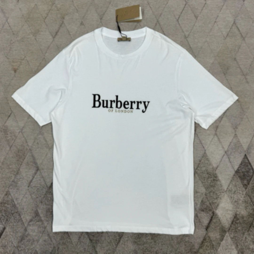 全新未使用 BURBERRY/博柏利 128817 白色logo刺绣T恤