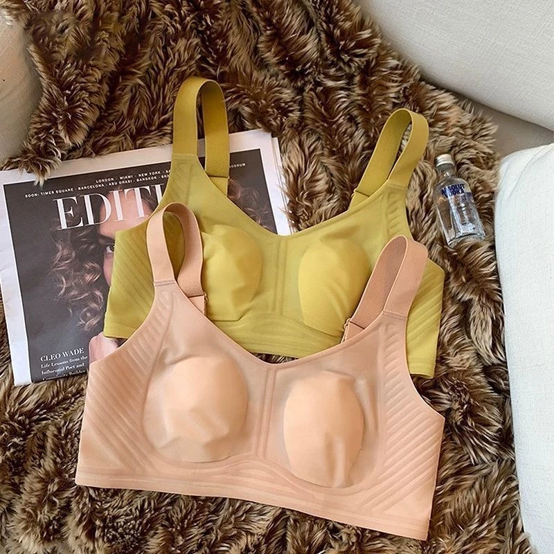 oumanya/欧曼雅兔耳朵聚拢文胸内衣舒适凉肩带大胸显小薄款无痕