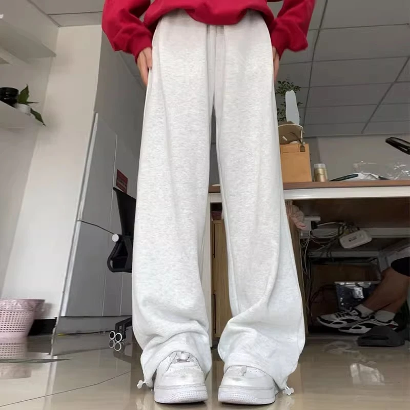 孕妇裤运动裤宽松束脚秋冬2025新款直筒阔腿加绒加厚休闲显瘦卫裤
