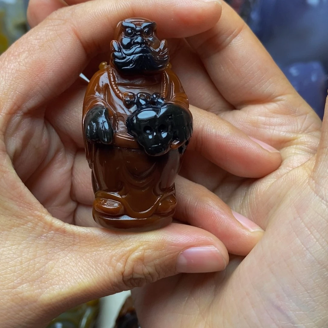 玛瑙/玉髓手把件未镶嵌叶****青