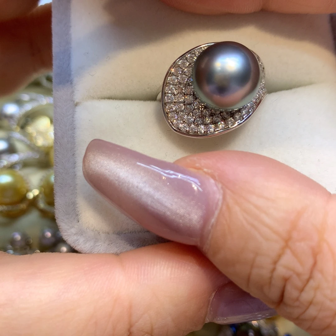 银S925镶嵌戒指海水珍珠