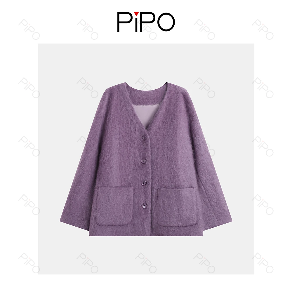 PIPO【羊绒+绵羊毛】小香风上衣毛呢外套气质女DD53A097