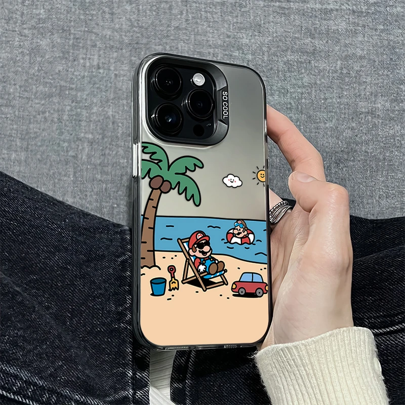 沙滩马里奥适用iphone16/15手机壳14/13苹果12promax创意11保护套