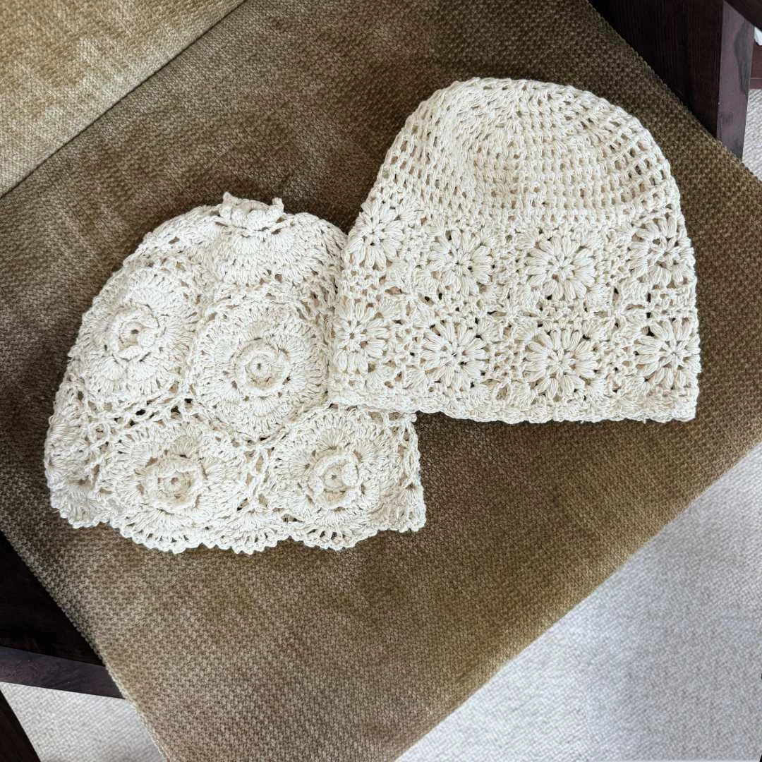 【真宠小宠】手工编织度假风游牧风拍照神器韩版帽子米色镂空纯手工