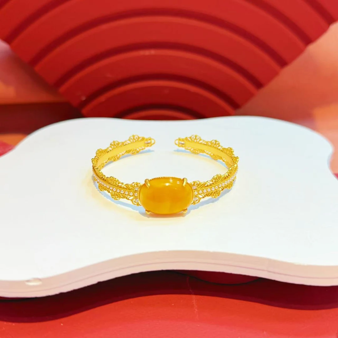 14*19mm蜜蜡大旦面手镯HNZ9477