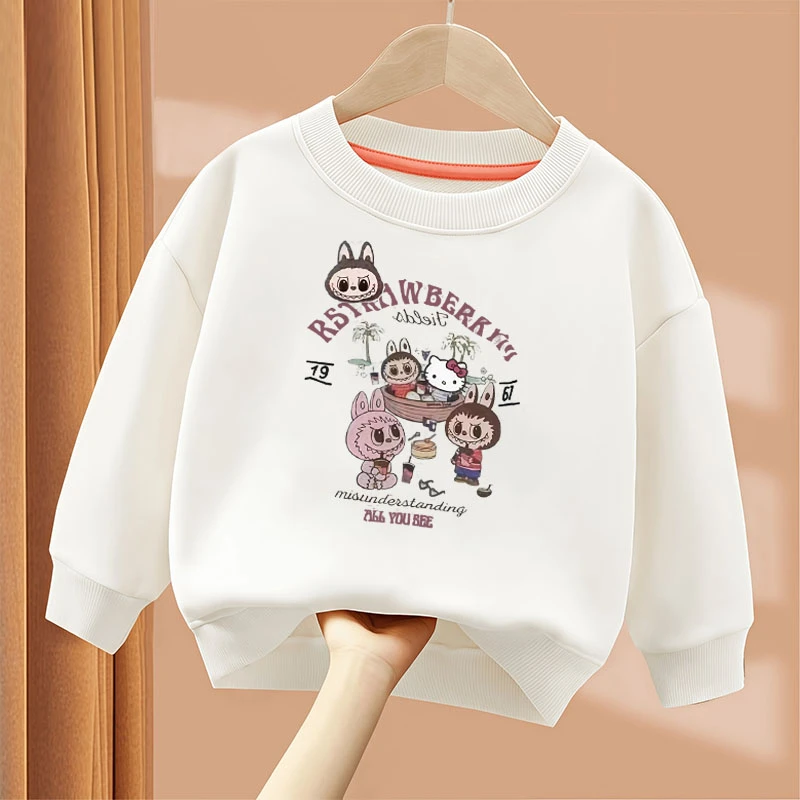 2025年新款春秋款卫衣爆款卡通拉布布印花圆领时尚童装男女上衣