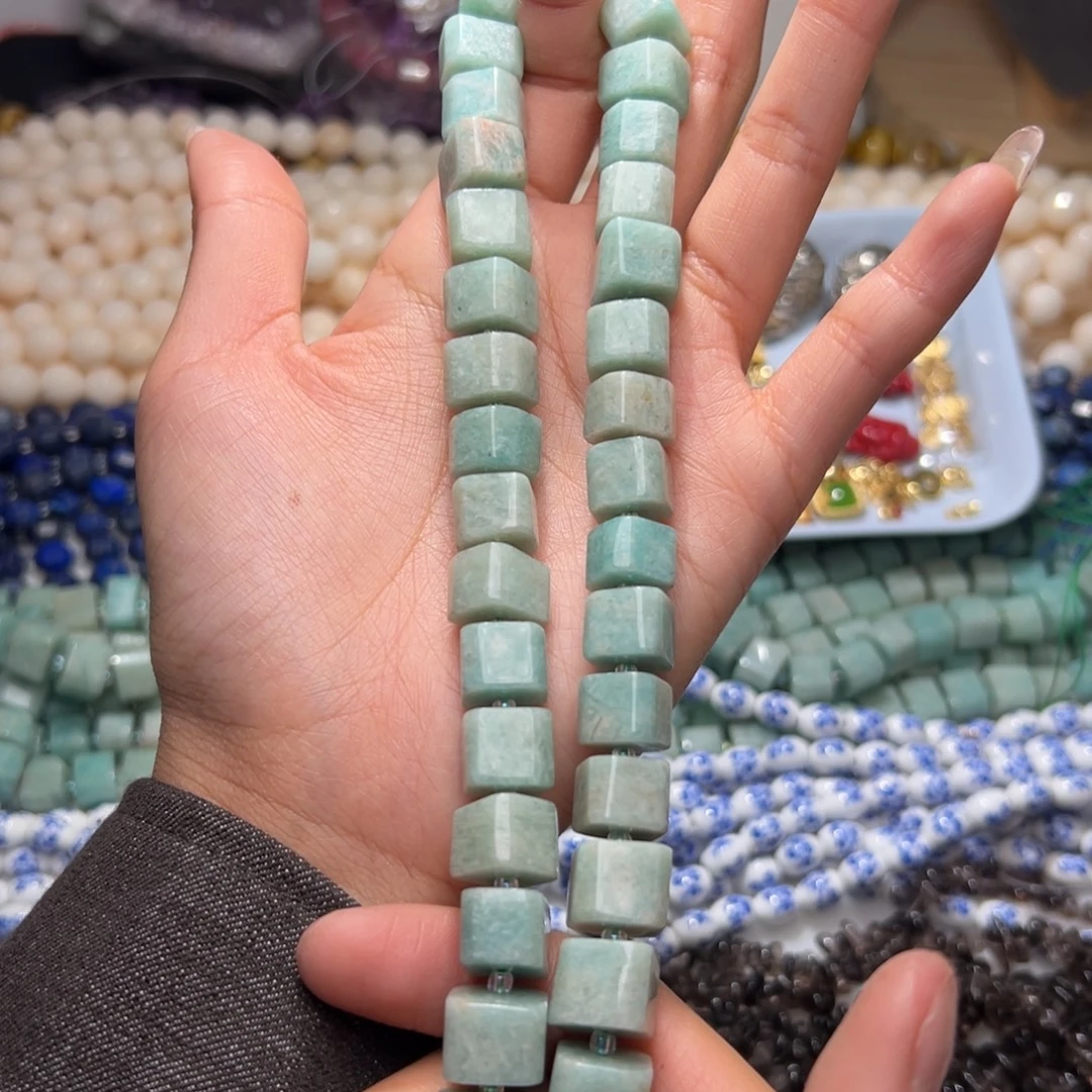 玛瑙/玉髓合金珠宝半成品I508/天河石大方糖一条