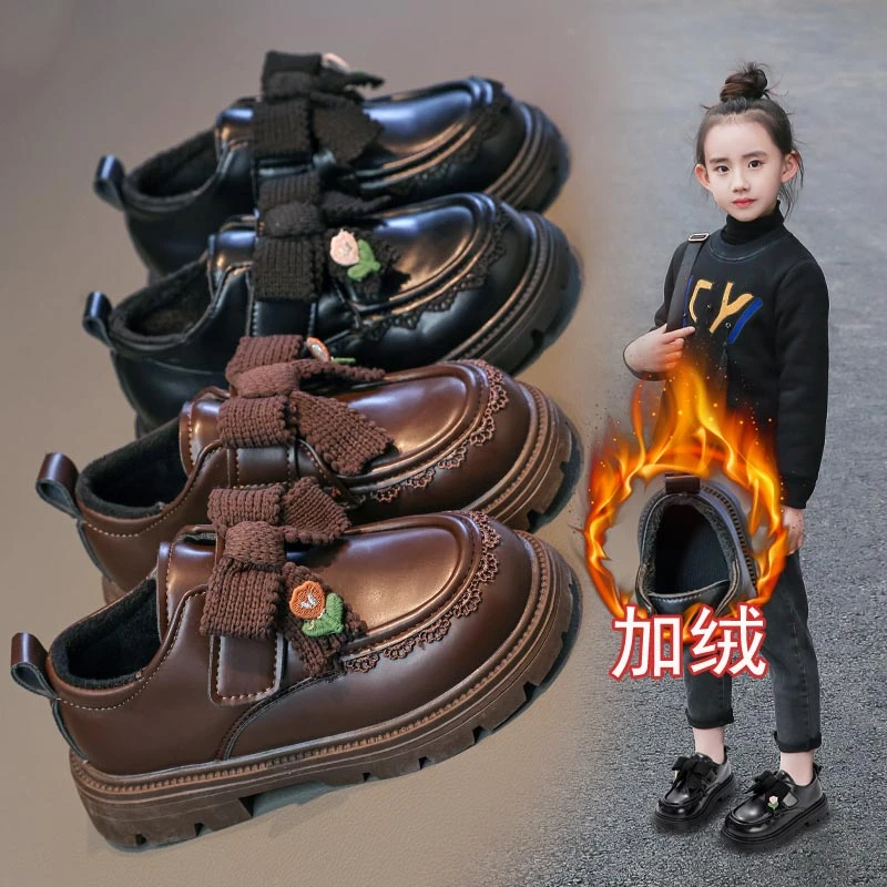 女童加绒公主鞋2025冬季新款儿童保暖乐福鞋洛丽塔棉鞋XHXL-X8150