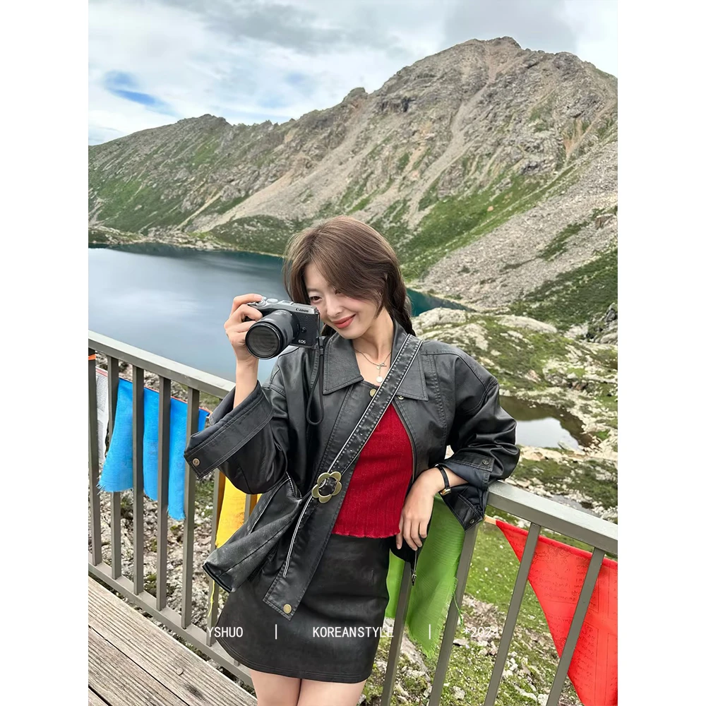 【飞行皮衣】复古擦色重工机车港味感宽松皮衣  9058