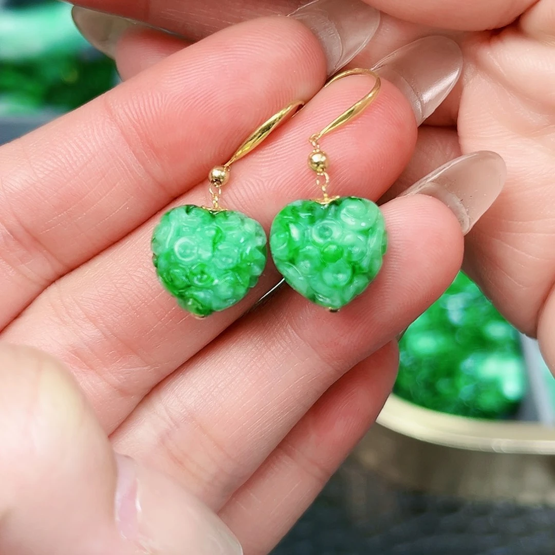 翡翠颈饰18K金镶嵌耳饰