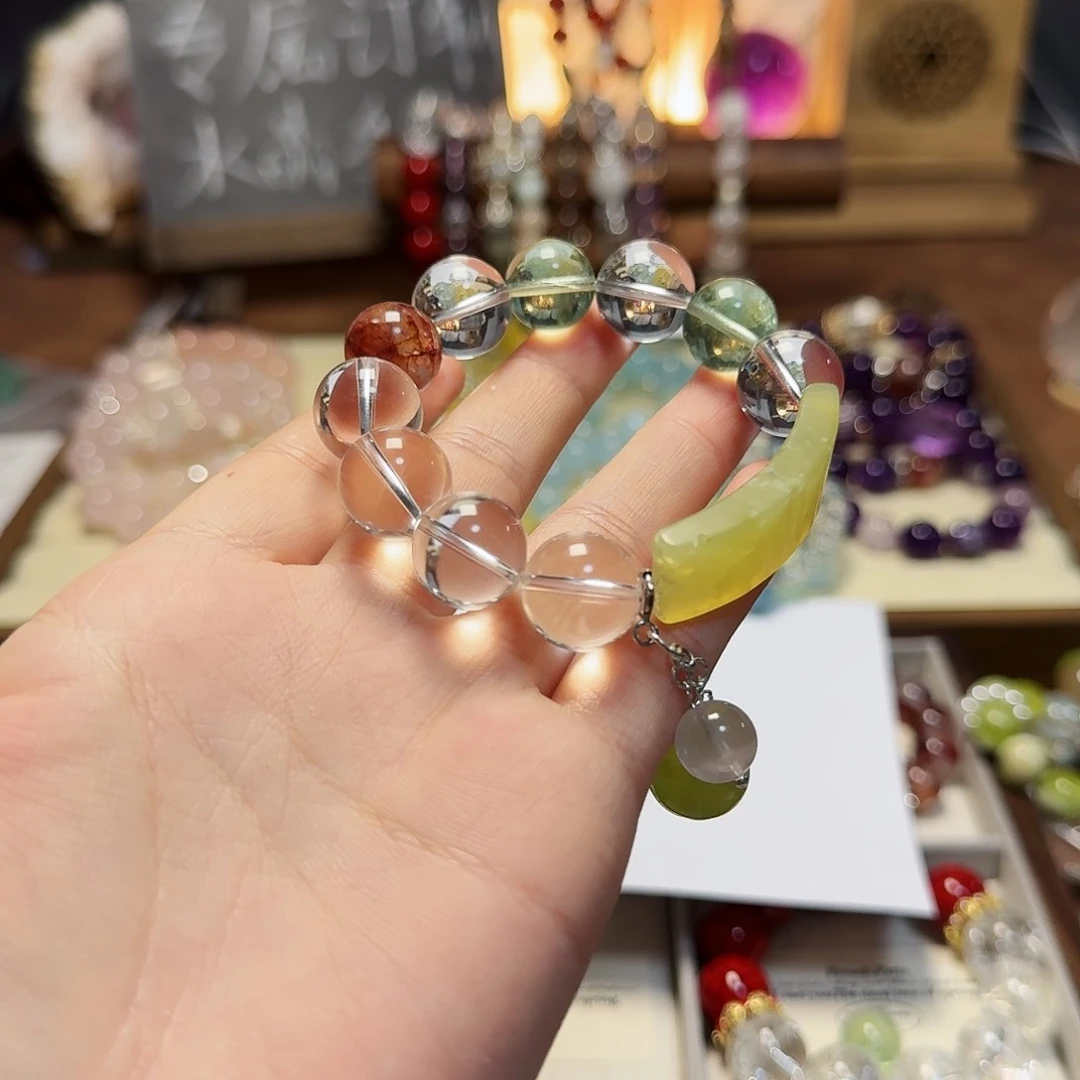 水晶手链合金卿*暮天然白水岫玉手牌