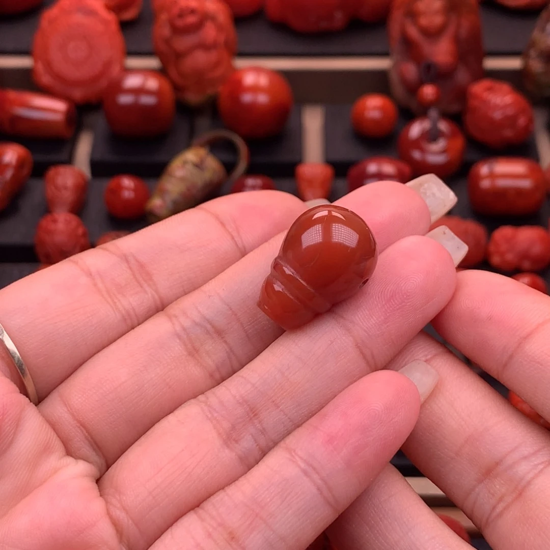 南红玛瑙南红川料原矿包浆三通14.5mm未镶嵌