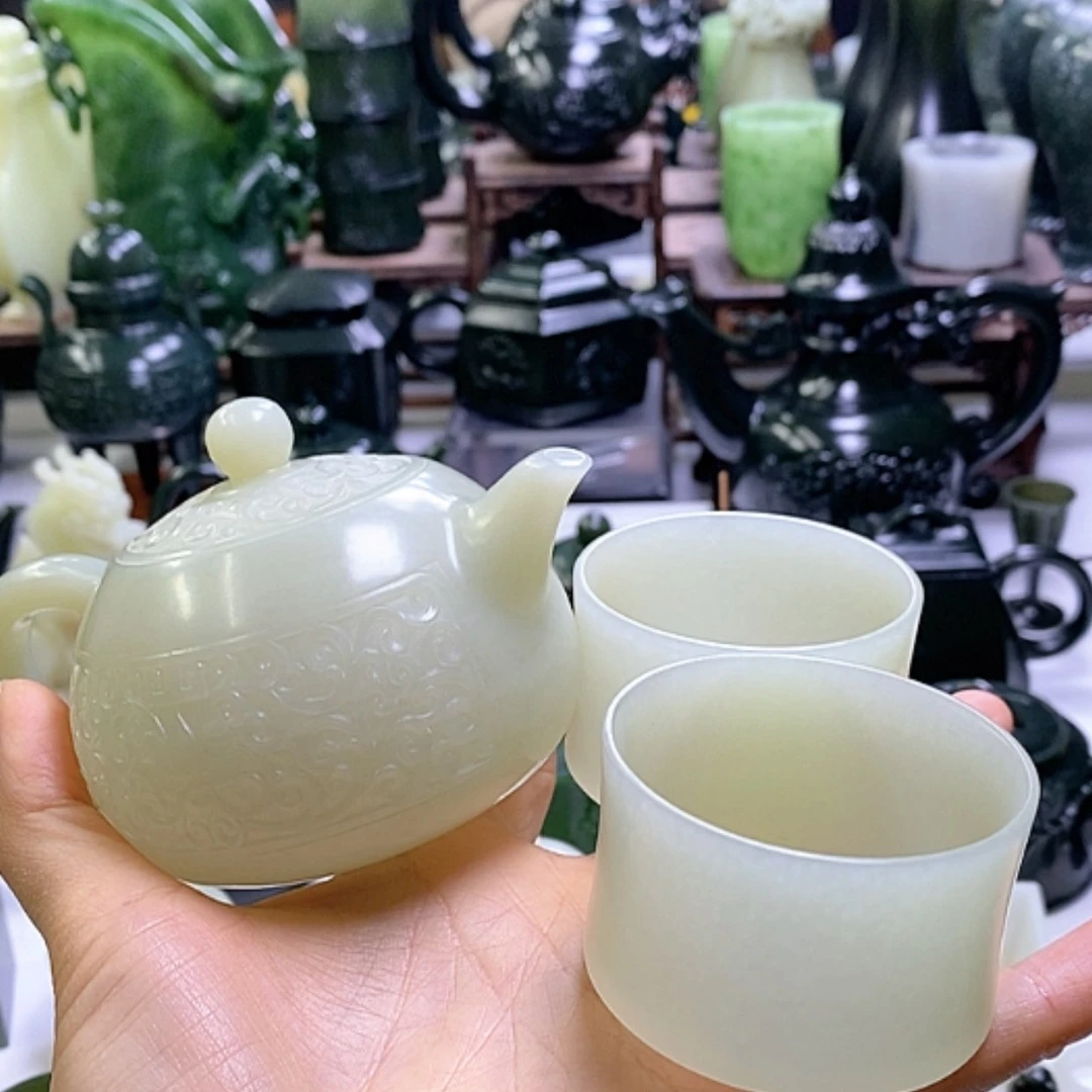 【闪购商品】和田玉摆件未镶嵌蓝*一壶两杯