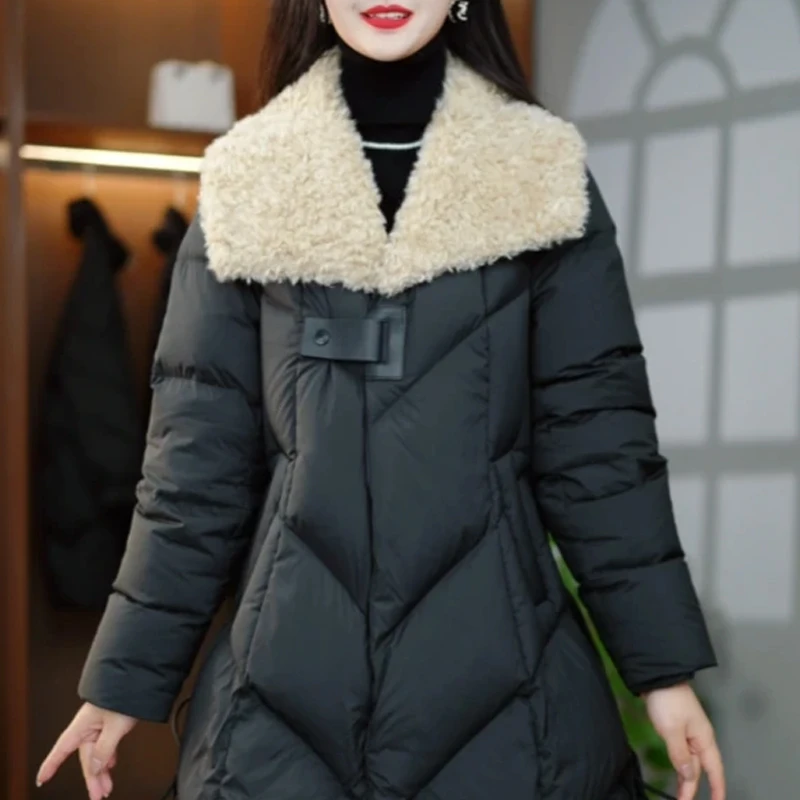 SHALLDOER【摩登2.0】奢华优雅棉服女士2026秋冬季中长款保暖棉衣