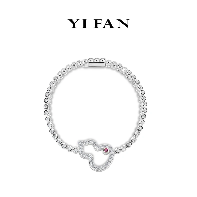 925银合成锆石手链 4260-时尚百搭白色满钻红点葫芦镂空手链