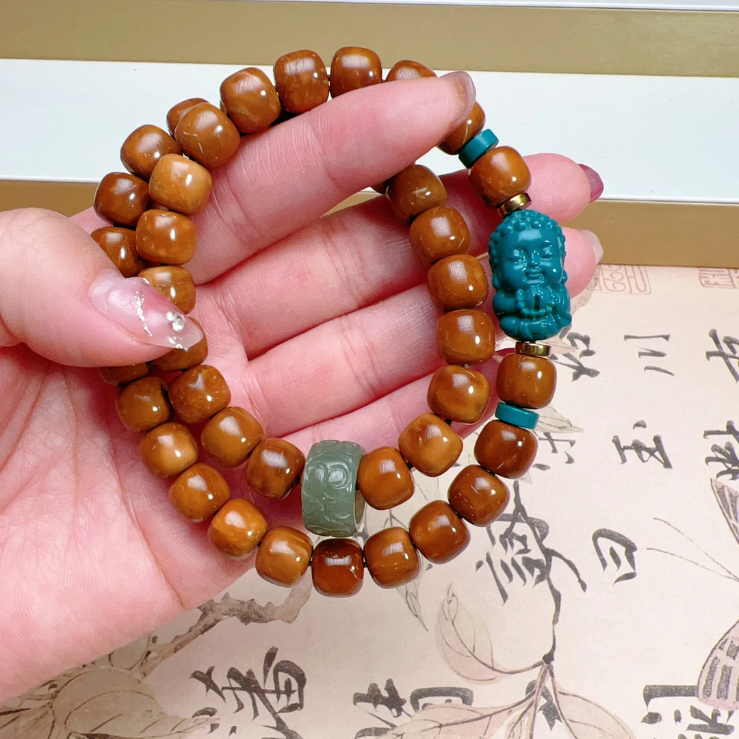 特级库克菩提库克手串宝宝佛蓝色双圈款男女手串新中式国风