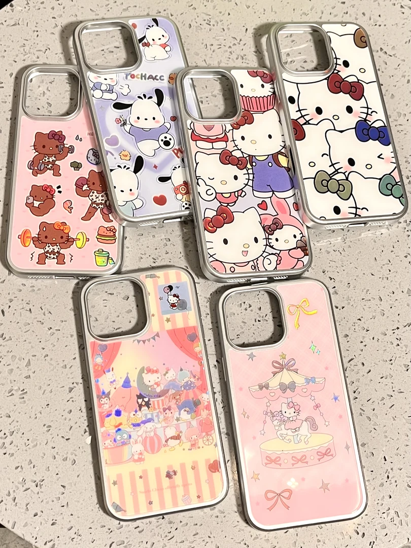 少女可爱kt帕恰狗集合碳纤维彩金壳适用苹果17/16/15/防摔手机壳