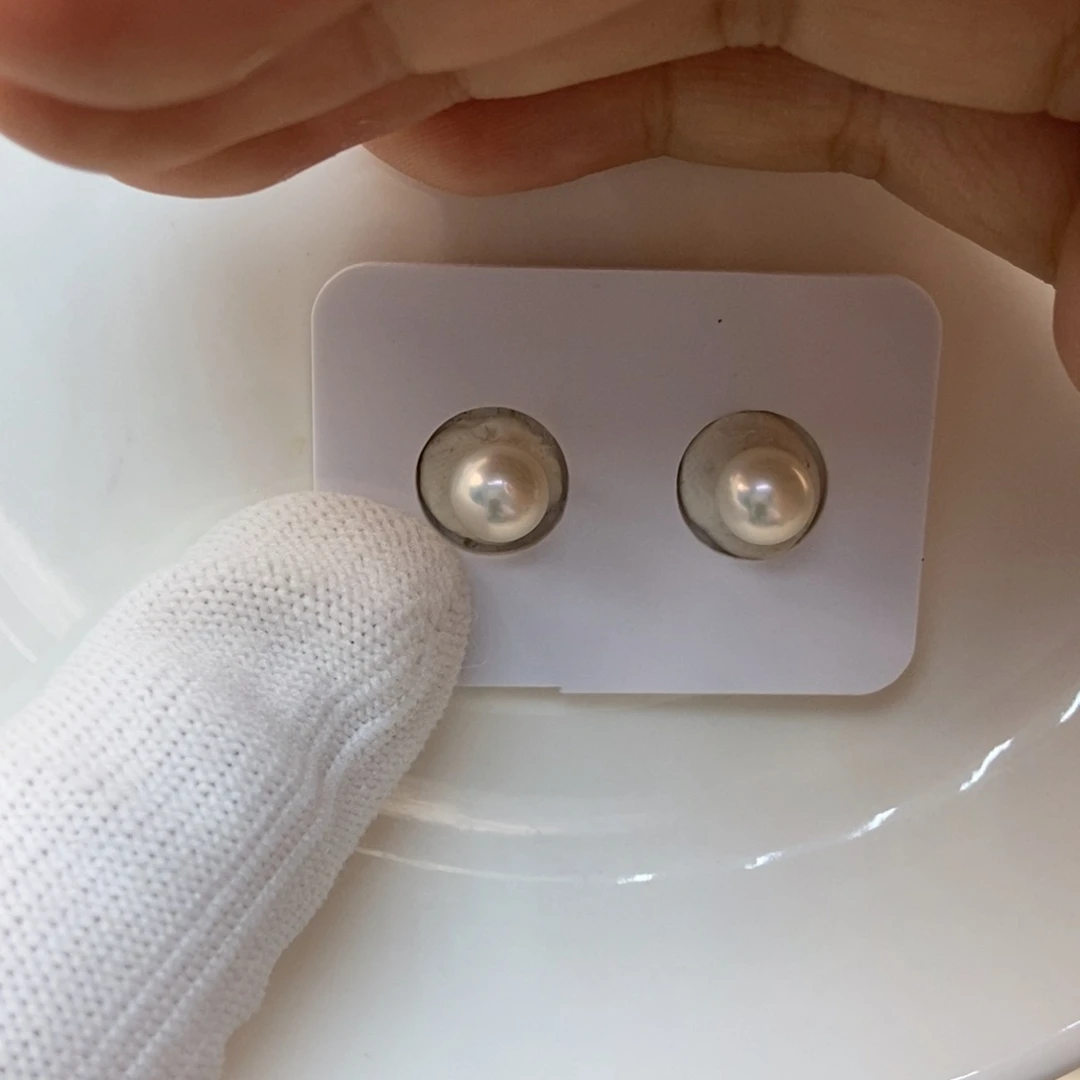 未镶嵌淡水珍珠7.5-8无核¥180一对7.6无核耳钉