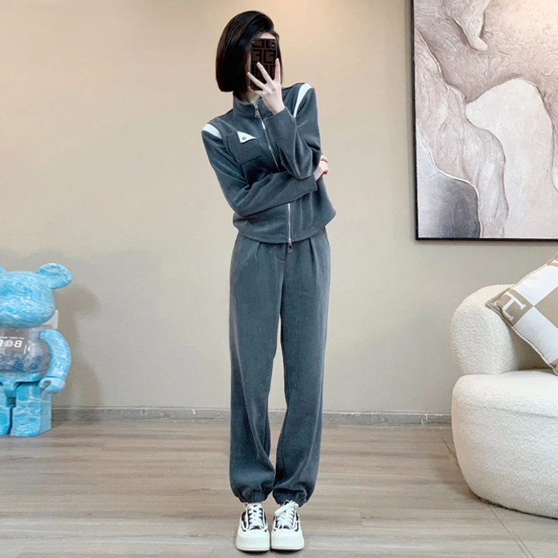 休闲服套装女装春秋季新款高级感时尚洋气炸街阔腿裤两件套潮流