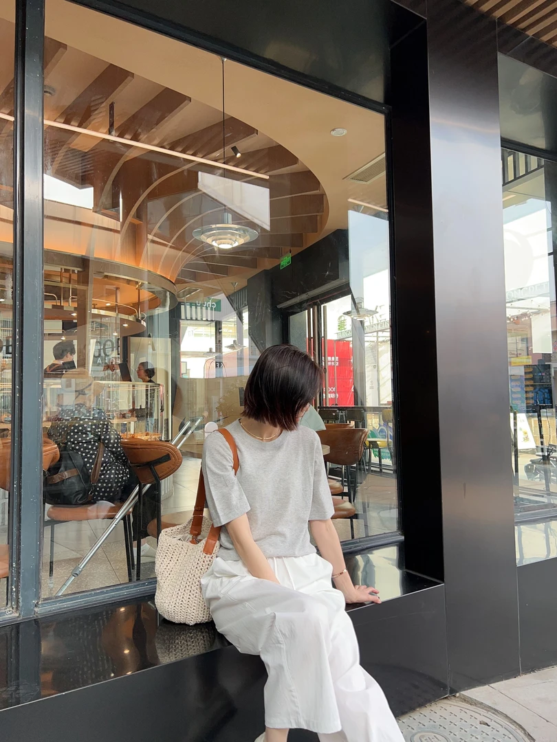 晓夏自制 纸片人 可机洗！凉爽柔软UPW亚麻棉舒适抗菌圆领短袖上衣