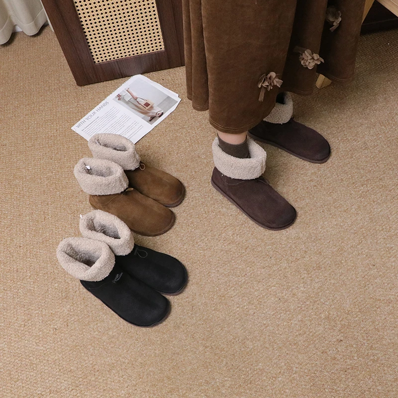 558-31 秋冬款毛绒口雪地靴简约百搭保暖短靴