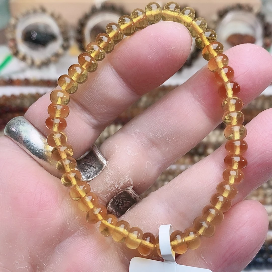 琥珀未镶嵌裸石金珀单圈6+