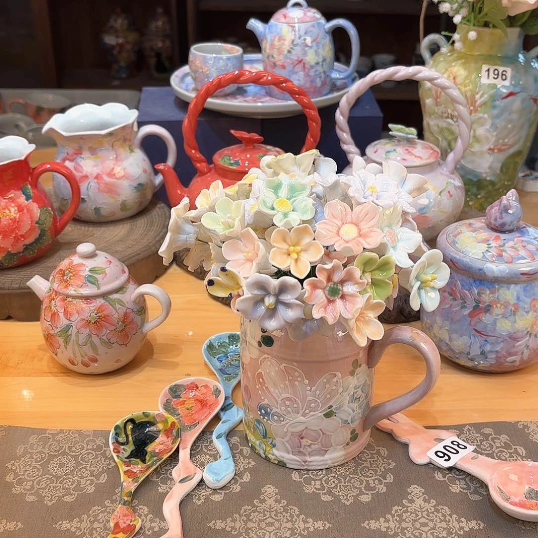 景德镇手绘高温釉下彩陶瓷茶具