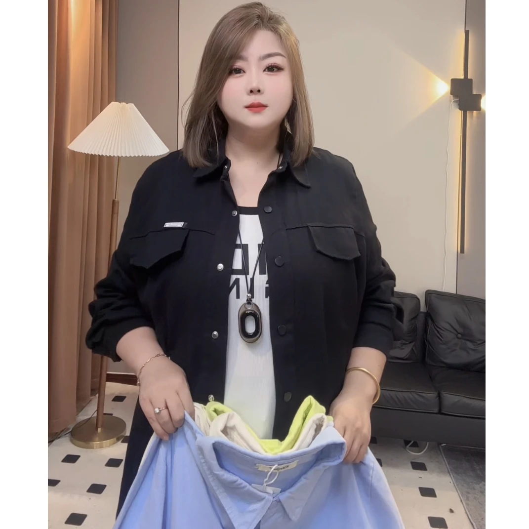 春季新款大码女装牛仔衬衫外套显瘦百搭外衣宽松休闲大版显瘦上衣