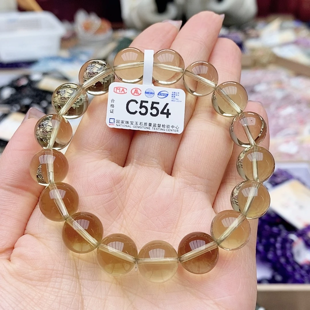 水晶手链未镶嵌C554 黄水晶 12m+