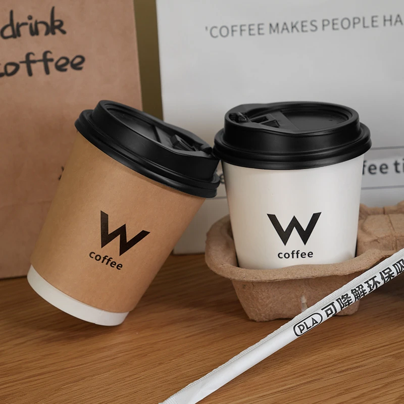咖啡奶茶杯豆浆杯一次性水杯纸杯美式ins风加厚家用商用定制带盖
