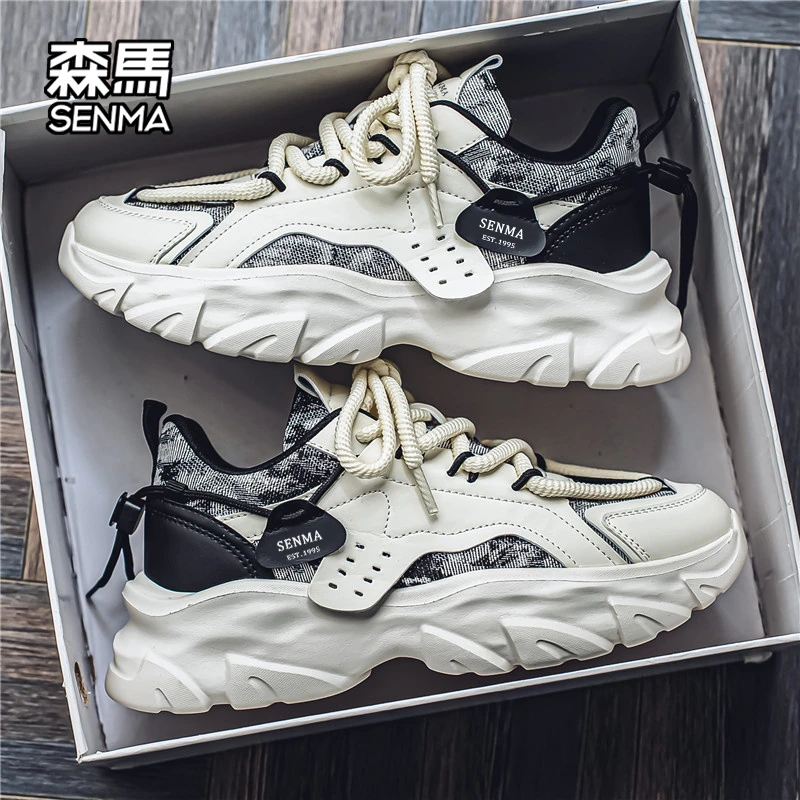SENMA/森马男鞋2025夏季新款厚底增高老爹鞋ins男士百搭休闲潮鞋