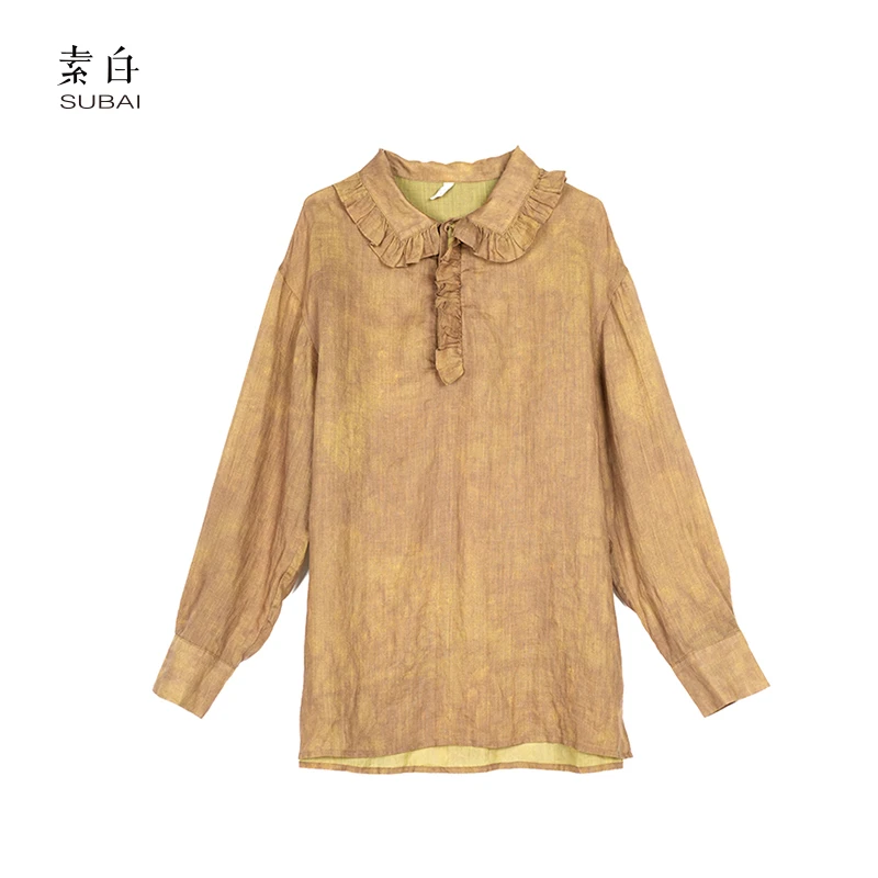 素白【七喜】领口荷叶边套头上衣SB2411TM00692