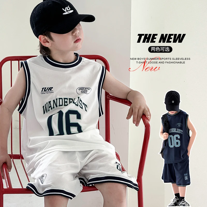儿童装中大男童夏装速干套装2025新款酷帅男孩夏季篮球服运动夏款