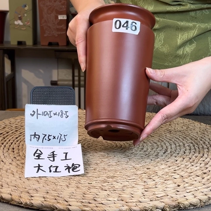 紫砂花盆 全手工大红袍046