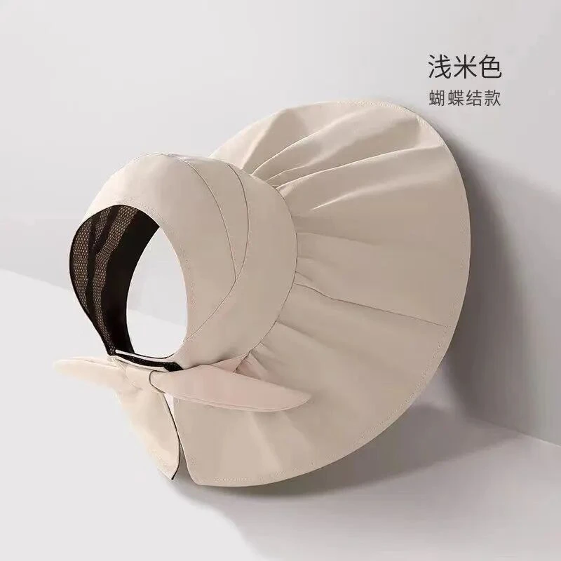 防晒帽夏季防紫外线遮阳遮脸渔夫帽折叠帽空顶帽大帽檐黑胶贝壳gh