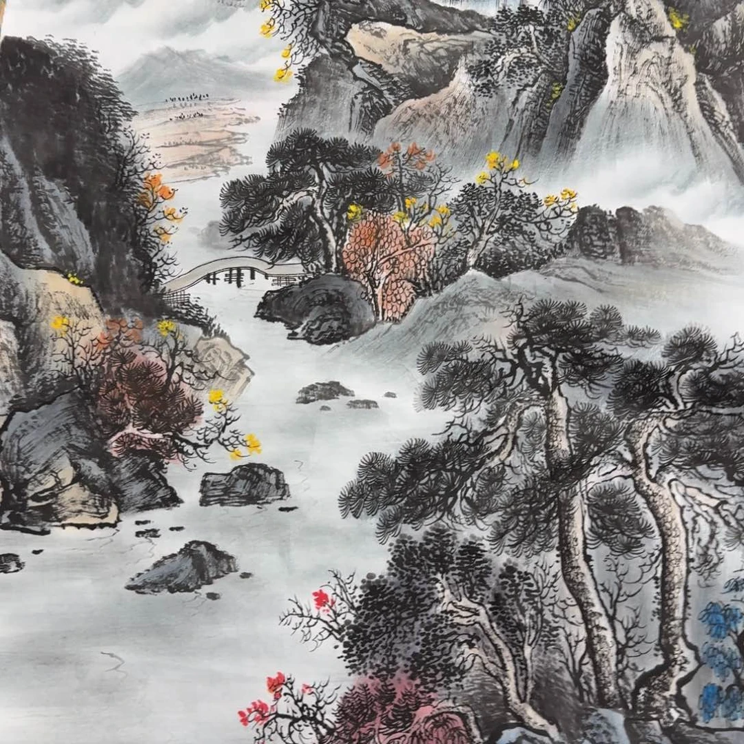 板***栗国画四尺尺寸70X140纯手绘作品
