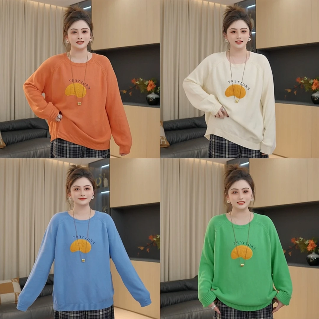 【胖佳佳】现货~元宝可颂 圆领毛衣秋季新款减龄针织衫H625Z16640