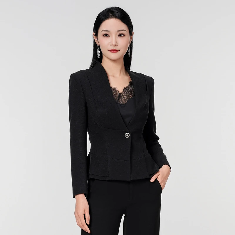 SISSI古色25春显瘦立领长袖一粒扣短款外套气质修身女士职业