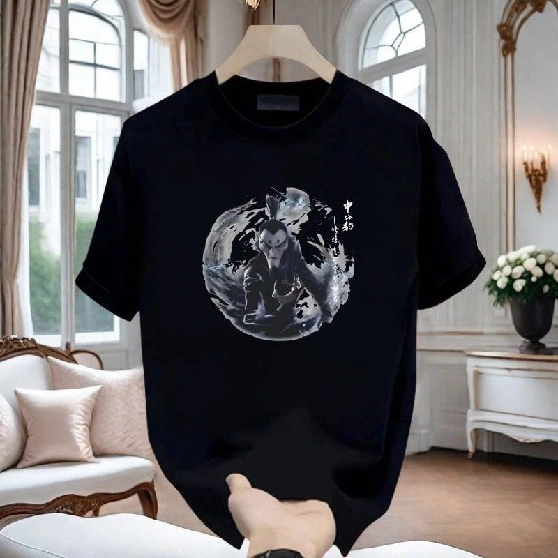 雅鹿男装纯棉t恤新款印花宽松纯棉半袖宽松衣服短袖t恤短袖男t恤