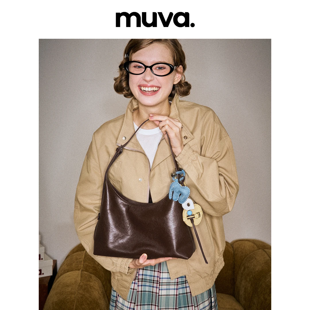 MUVA头层植鞣牛皮HOBO包 单肩斜挎包秋冬高级感简约通勤11.28新品