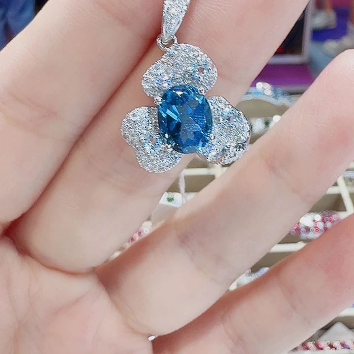 颈饰托帕石银S925镶嵌