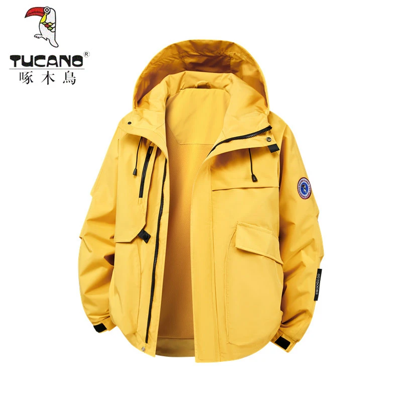 啄木鳥春款冲锋夹克休闲防风工装百搭连帽上衣男女运动户外外套