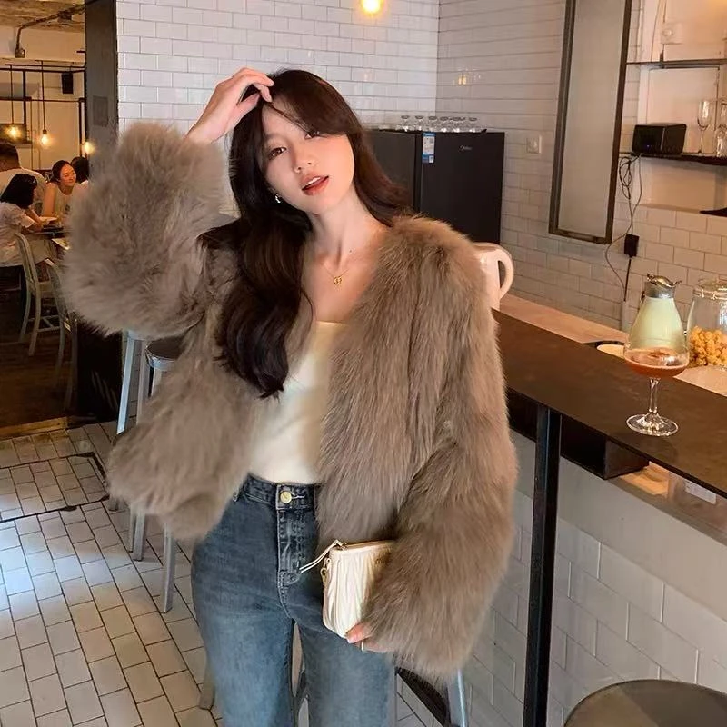 秋冬棉服厚外套加厚高级感毛毛外套百搭毛绒大衣短款