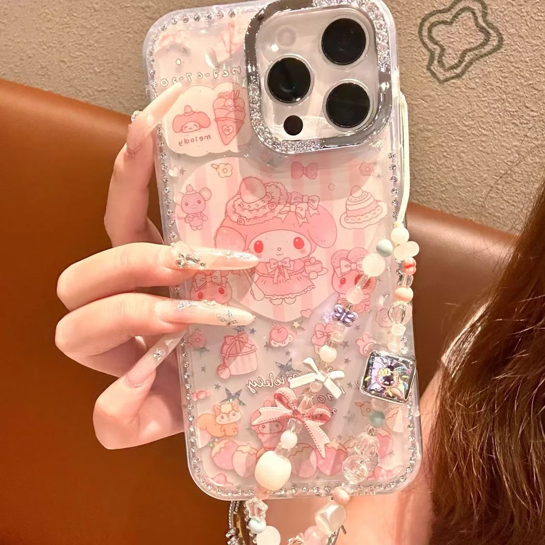 【自带相机保护按键】ins美乐蒂适用于苹果16手机壳15华为闪钻13/14