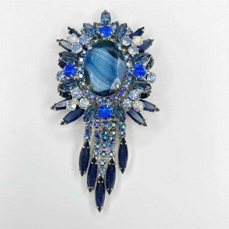 合金胸针 juliana云纹蓝色琉璃胸针5-3【2070110-042】
